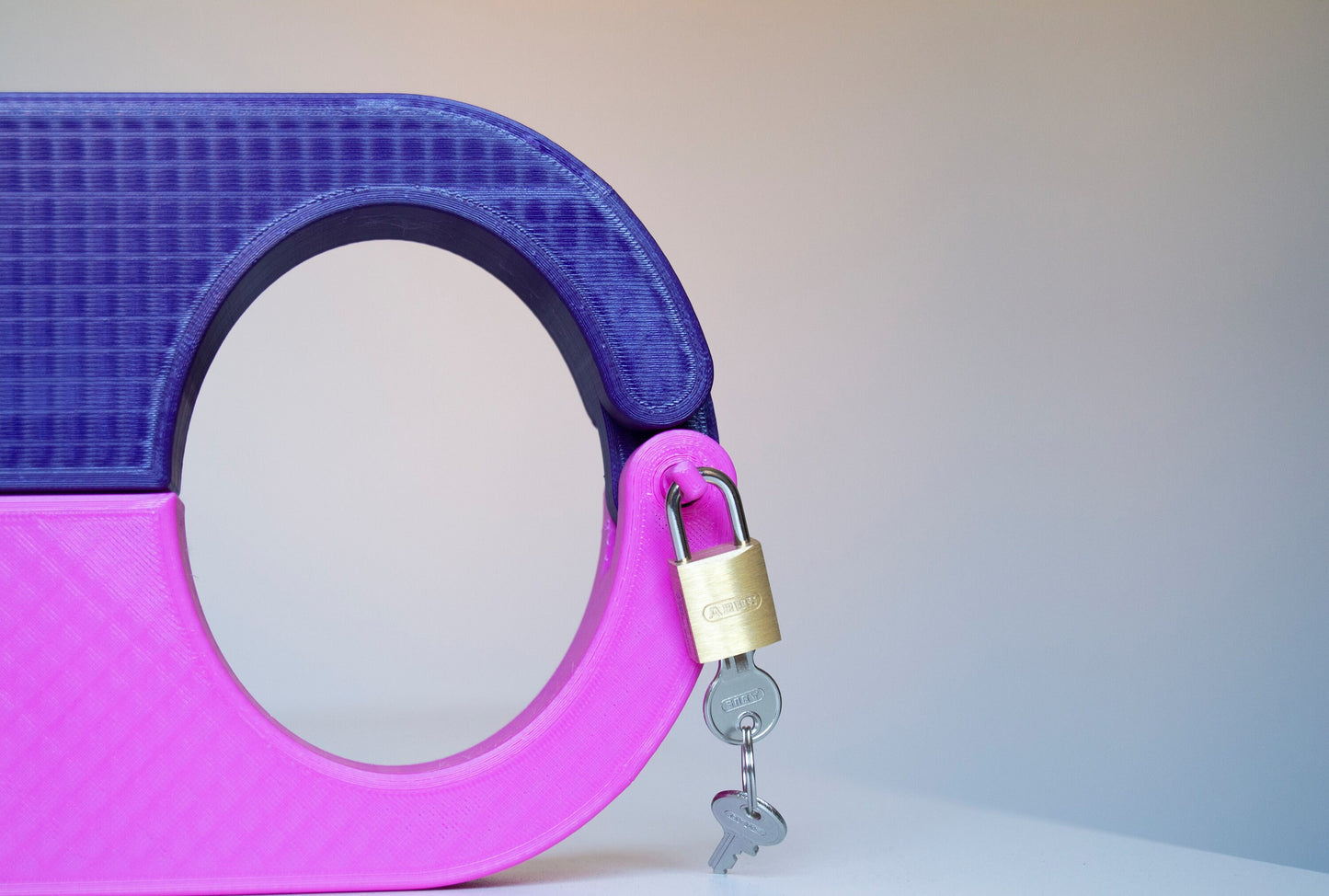 3d printed purple and pink pillory