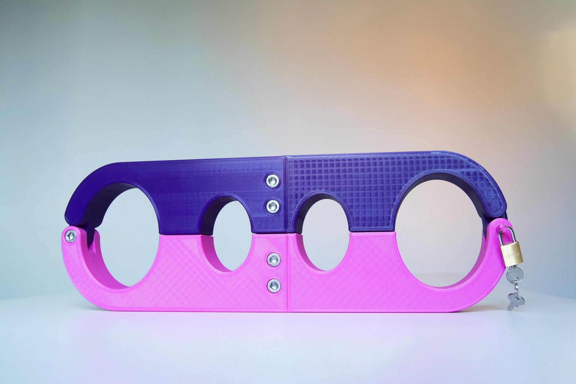 3d printed purple and pink pillory